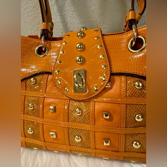 Sharif Orange Studded Shoulder Bag - Picture 2 of 14